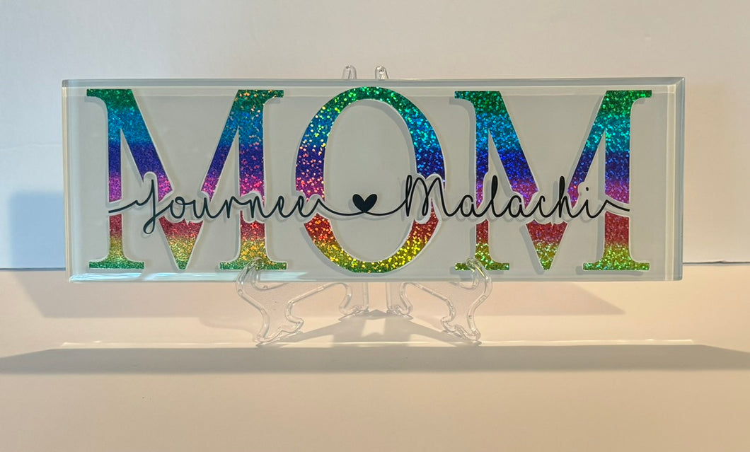 Personalized Glass Tile Plaque with Stand